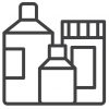 Detergent containers line icon, outline vector sign, linear style pictogram isolated on white. Symbol, logo illustration. Editable stroke. Pixel perfect graphics